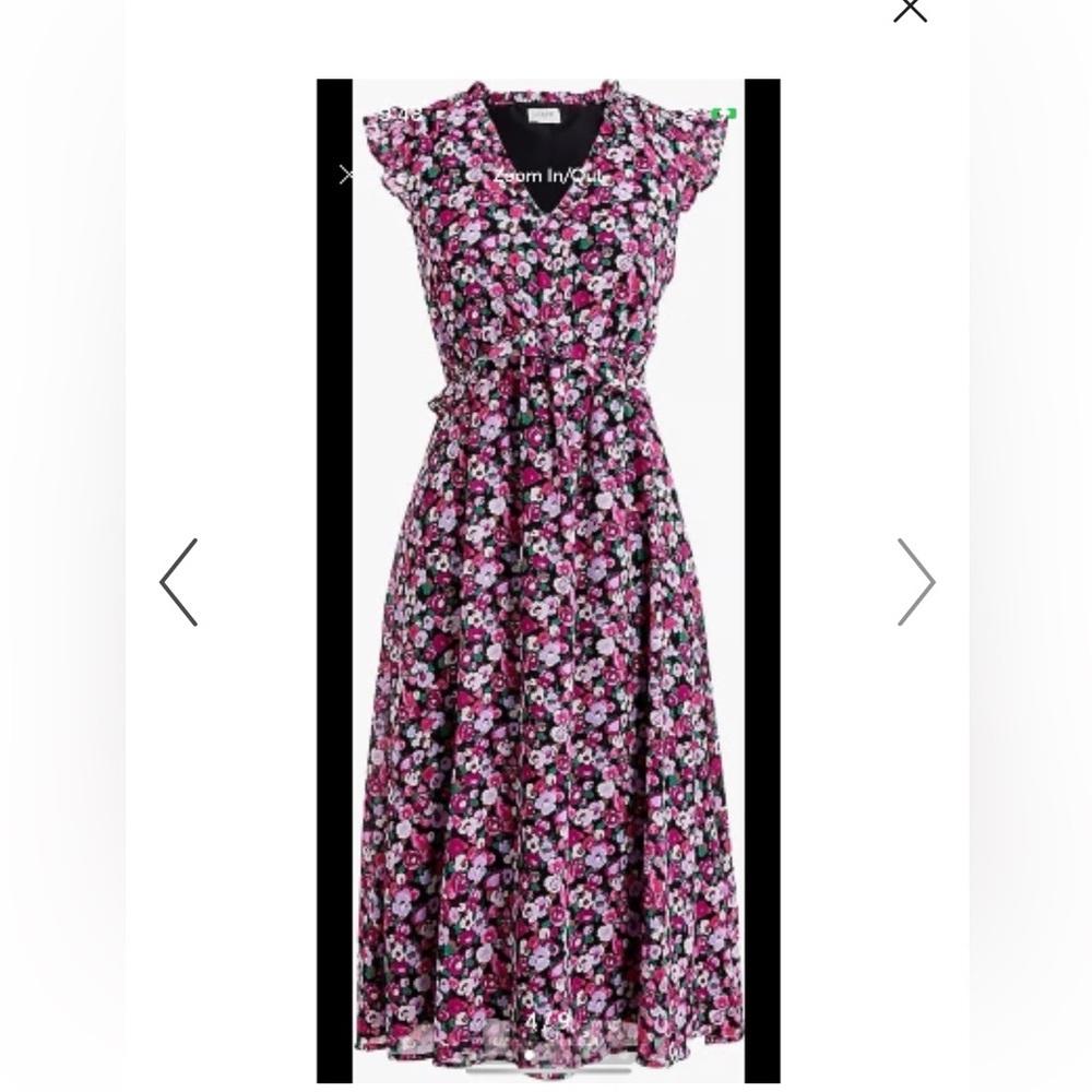 J. Crew Factory Floral Midi Dress with Flutter Sleeves V-Neck size 00